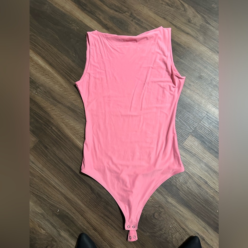 NWOT! Baby Pink Matte Slash Neck Bodysuit sz M